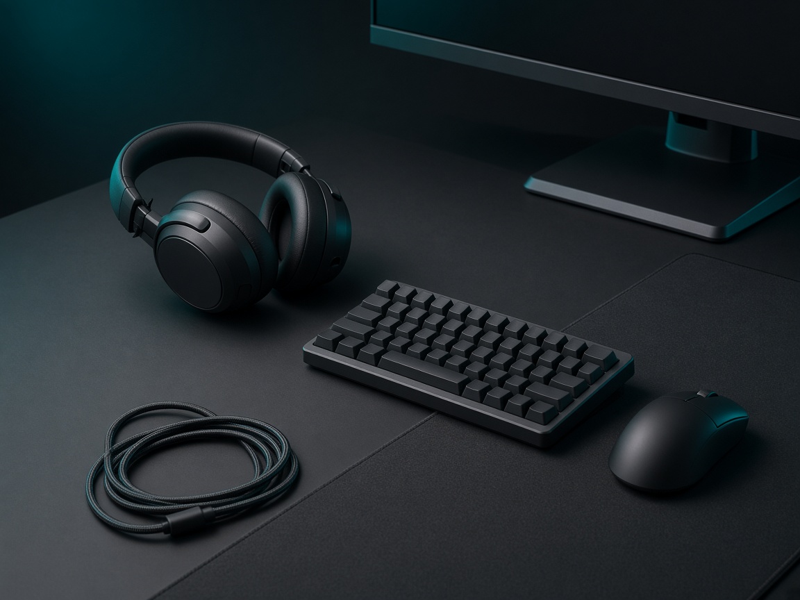 Compact peripheral layout for a duo scrim desk
